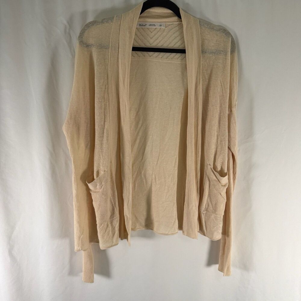 Woolrich Cardigan Women's Medium Cream Open Front Lightweight Pockets